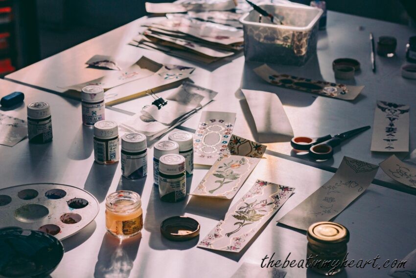 Photo showing arts & crafts on a table