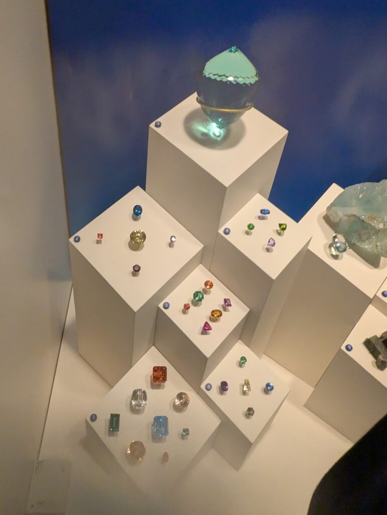 Rocks and gem stones display